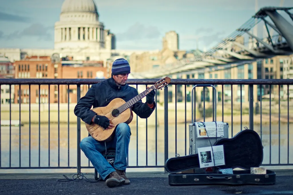 Street guitarist in London Street guitarist in London